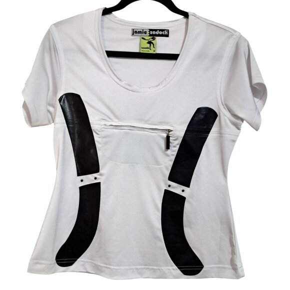 Jamie Sadock Womens Tennis Top M White & Black Shirt - Picture 1 of 7